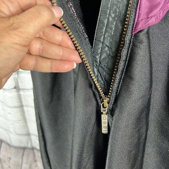 OSSI vintage ski suit stirrup pants purple black size 12 - Picture 12 of 12